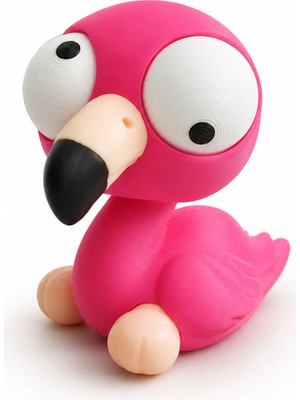 Yapı3D Sevimli Flamingo Dekoratif Figür Hareketli Göz Tasarımlı Masa Üstü Süs Sert Plastik Eğlenceli