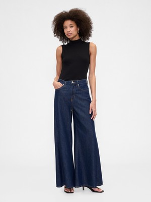 Gap Kadın Mavi High Rise SuperLight Palazzo Jean Pantolon