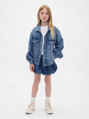 Gap Kız Çocuk Mavi Kids Denim Bubble Şort