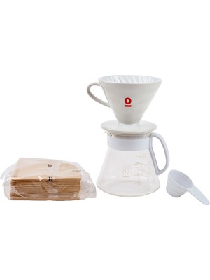 Empressco V60 Seramik Demleme Seti, Dripper, Sürahi, Filtre ve Ölçü Kaşığı