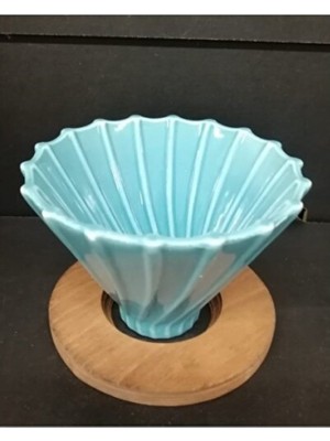 Empressco Ahşap Stantlı V60 Dripper ve Cam Kahve Demleme Sürahisi Seti, Mavi