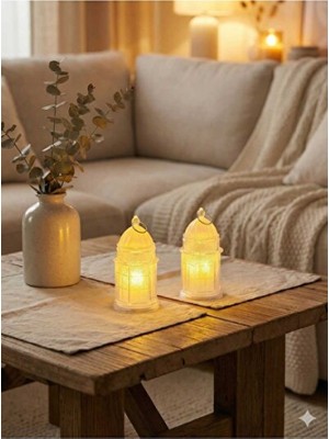 Empressco Dekoratif Ahşap LED Fener Mumluk 2'li Set, Ramazan ve Yılbaşı İçin Şık Boyutlar