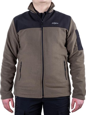 Outdoor Polar Ceket Haki - Sıcak Tutan Polar - Softshell Omuz - Fermuarlı Cep - S
