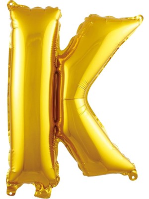 K Harfi 16 Inç Gold Renk Folyo Balon 36 cm (Altın)