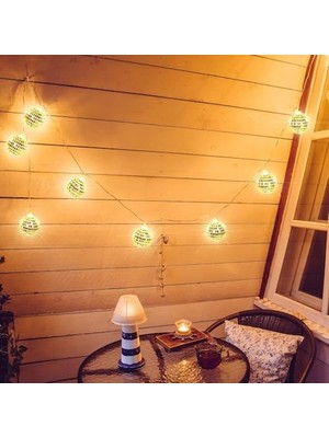 10'lu Noel LED Disko Topu Işık Mini Ayna Topu Şerit Işık Iç Dış Mekan Parti Bahçe Dekoru