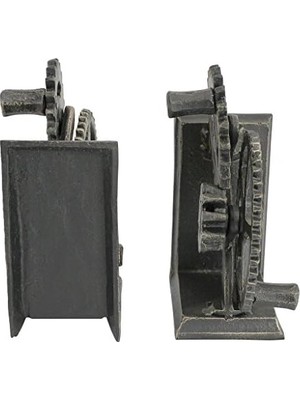 Design Toscano QH9631 Endüstriyel Dişli Steampunk Dekor Kitap Destekleri, 38 Cm, Ikili Set, Çok Renkli