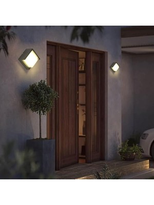 Modern LED Duvar Aplik, 15W, 1500 Lümen, 3200K, Gün Işığı, IP44, Siyah, Modern Tasarım LED Aplik Iç ve Dış Mekan Duvar Lambası Cata Dominik Gün Işığı Bahçe Duvar Apliği