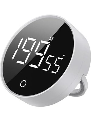 Rt-1 Mıknatıslı Rotary Zamanlayıcı 0-199 Ileri Geri Sayım Kronometre, Ayaklı Stand, LED Ekran, Usb-C Şarjlı, Pomodoro & Mutfak Timer (Beyaz)