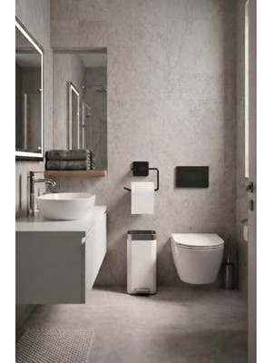 Kare Yapışkanlı Açık Tuvalet Kağıtlığı Wc Kağıtlık Tutucu Siyah KS-001