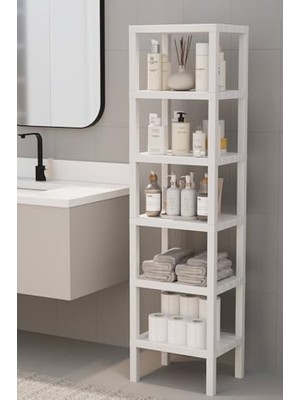 AyrStore Mithra Life 6 Katlı Plastik Beyaz Banyo Mutfak Rafı MIT1044