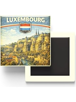 Lüksemburg Lüksemburg Şehri Temalı Vintage Buzdolap Magneti – 9x9 cm
