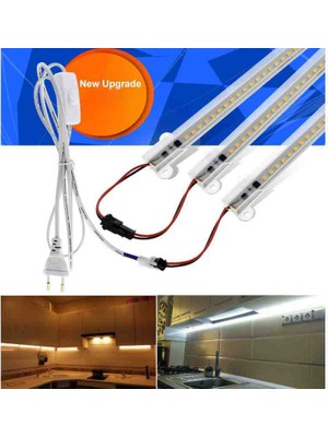 Belirtilmemiş 2 Adet 50 cm 220V Şeffaf Çubuk Bar LED Gün Işığı ve Butonlu Fiş