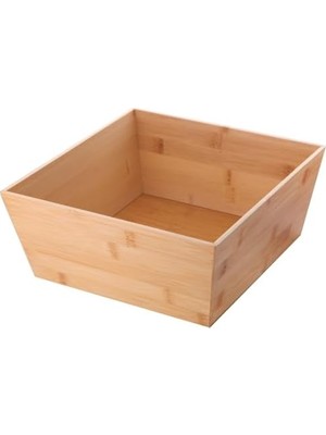 Doğal Bambu Çok Amaçlı Saklama Kutusu - 28X28X12 cm Banyo, Mutfak ve Dolap Içi Organizer Düzenleyici Kare Kutu
