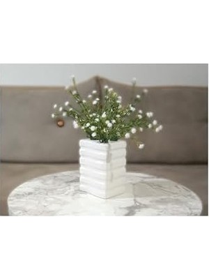 Vazo Dahil,vazo Dahil,vazoda Çiçek,beyaz Yapay Çiçek,vazo Dekoratif Kare Çizgili 8X6X16CM
