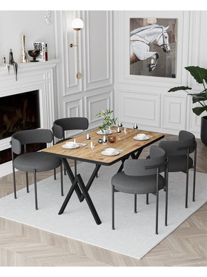 Trendy Asel Rolls Teddy Sandalye Yemek Masası Mutfak Masası 4 Kişilik Masa Sandalye Takımı
