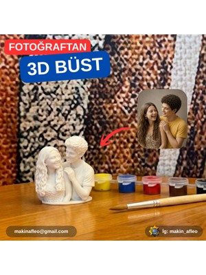 Makinafleo Kişiye Özel 3D 2 Kişilik Büst Figür (9cm)