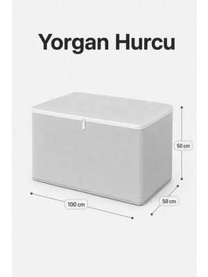ByKurt Hurç Yorgan Battaniye Saklama Hurcu Fermuarlı Geniş Hacimli Hurç 100x50x50 Cm 1 Adet