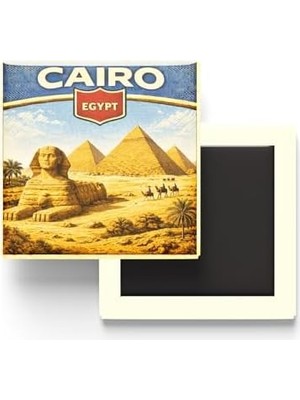 Hype Store Mısır Kahire Şehri Temalı Vintage Buzdolap Magneti – 9x9 cm