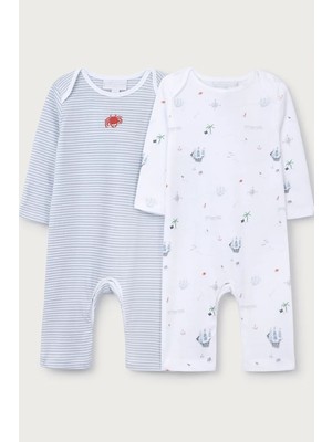 The White Company Organik Pamuklu Hazine Adası Desenli Bebek Uyku Tulumu 2'li Set