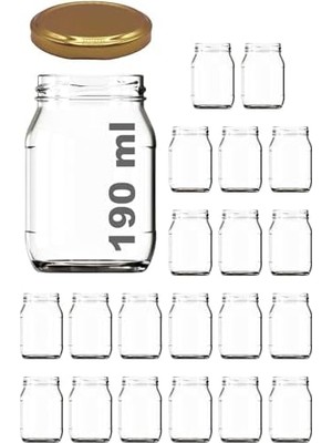 Hype Store 190 ml Metal Kapaklı Konserve Kavanozu 190 cc Şeffaf Bebek Mama Kavanoz 20 Adet (Altın/gold)
