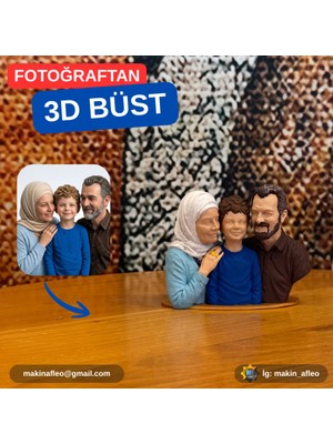 Makinafleo Kişiye Özel 3D 3 Kişilik Büst Figür (9cm)