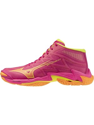 Mizuno Wave Lightning Elite Mıd Unisex Voleybol Ayakkabısı Pembe / Sarı