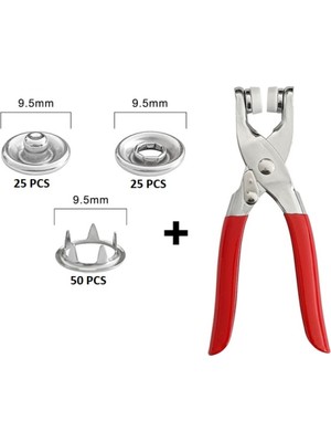 Kaufhier Metal Çıtçıtlı Düğme Pensesi ve Düğmesi (25 Set)