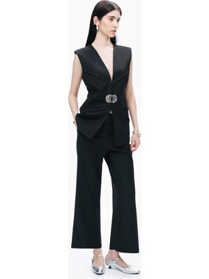Nocturne Kadın Normal Bel Regular Fit Geniş Paçalı Siyah Pantolon N25YN3375-SİYAH