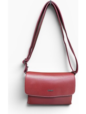 Nas Bag Kapaklı Içi Çok Cepli Çapraz Askılı Kadın Omuz Çantası Bordo