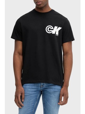 Calvin Klein Erkek Normal Kalıp Yuvarlak Yaka Ck Logo Baskılı Kısa Kollu Siyah T-Shirt LV04RC835G-UB1