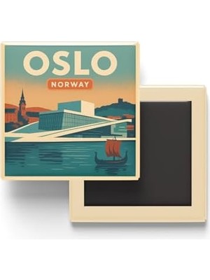 Oslo Norveç - Opera Binası - Baskılı Buzdolap Magneti Kare 9x9 cm