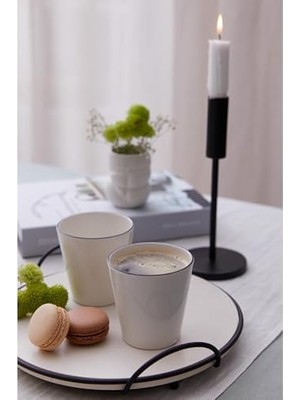 Porselen Ekin 2 Parça Mug Bardak, Siyah Fileli