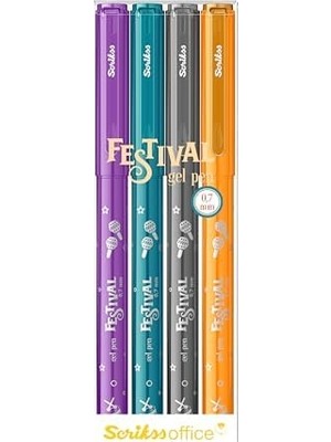 Office Festival Jel Kalem 0.7 mm Vivid Renkler 4'lü Blıster - 2
