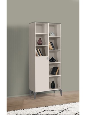 Erezoğulları Mobilya Çakıltaşı Raflı Kapaklı Kitaplık 70X37X180CM