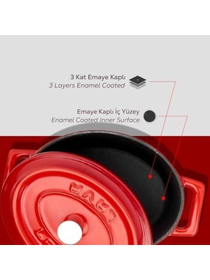 Metal Oval Mini Tencere, Kırmızı