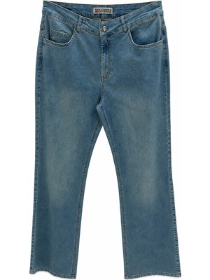 Zanessi Büyük Beden Fermuarlı Denim  Kadın Pantolon