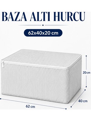 ByKurt Hurç Seti Fermuarlı Çizgili Baza Altı Hurcu Yorgan Battaniye Kıyafet Saklama Organizeri 1 Adet