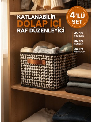 Handyol 4 Adet Çelik Dolap Içi ve Raf Düzenleyici 45X25X20 Katlanabilir Kıyafet Organizeri