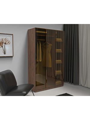 dolapmodellericom Temperli Bronz Cam Kapaklı Gardrop 3 Kapılı %100 Mdf