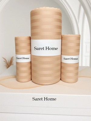 Saret Home Pamuk Saten Çift Kişilik Lastikli Çarşaf Set ,otel Tipi Yastıklı ,
