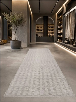 Sarar Altınsar Svr Antiq Halı Gri Modern Kaymaz Taban Salon Hol, Koridor Mutfak Yıkanabilir Jel Kesme Yolluk