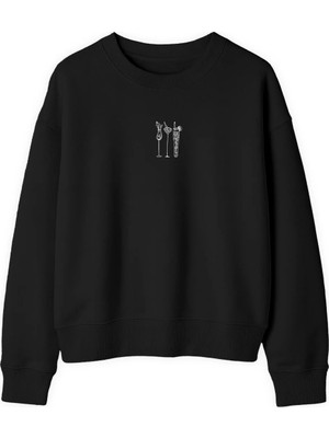 Yuniee Unisex Oversize/geniş Kalıp Bisiklet Yaka Pamuklu Sweatshirt Sunset Spritz - Siyah