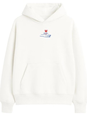 Yuniee Unisex Oversize/geniş Kalıp Kapüşonlu Kalın Içi Polarlı/şardonlu Sweatshirt Cheers, Right? - Ekru