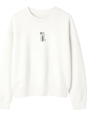Yuniee Unisex Oversize/geniş Kalıp Bisiklet Yaka Pamuklu Sweatshirt Stir Up - Ekru