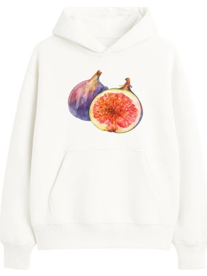 Yuniee Baskılı Unisex Oversize/geniş Kalıp Kapüşonlu Kalın Içi Polarlı/şardonlu Sweatshirt Figgy - Ekru