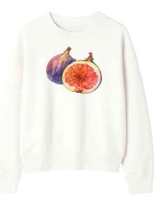 Yuniee Baskılı Unisex Oversize/geniş Kalıp Bisiklet Yaka Pamuklu Sweatshirt Figgy - Ekru