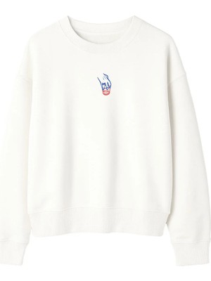 Yuniee Unisex Oversize/geniş Kalıp Bisiklet Yaka Pamuklu Sweatshirt One More - Ekru