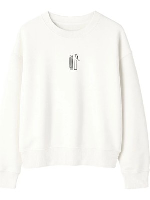 Yuniee Unisex Oversize/geniş Kalıp Bisiklet Yaka Pamuklu Sweatshirt Tap Dance - Ekru