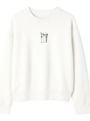 Yuniee Unisex Oversize/geniş Kalıp Bisiklet Yaka Pamuklu Sweatshirt Sunset Spritz - Ekru