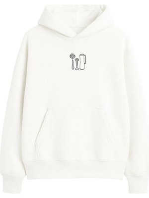 Yuniee Unisex Oversize/geniş Kalıp Kapüşonlu Kalın Içi Polarlı/şardonlu Sweatshirt Morning Crew - Ekru